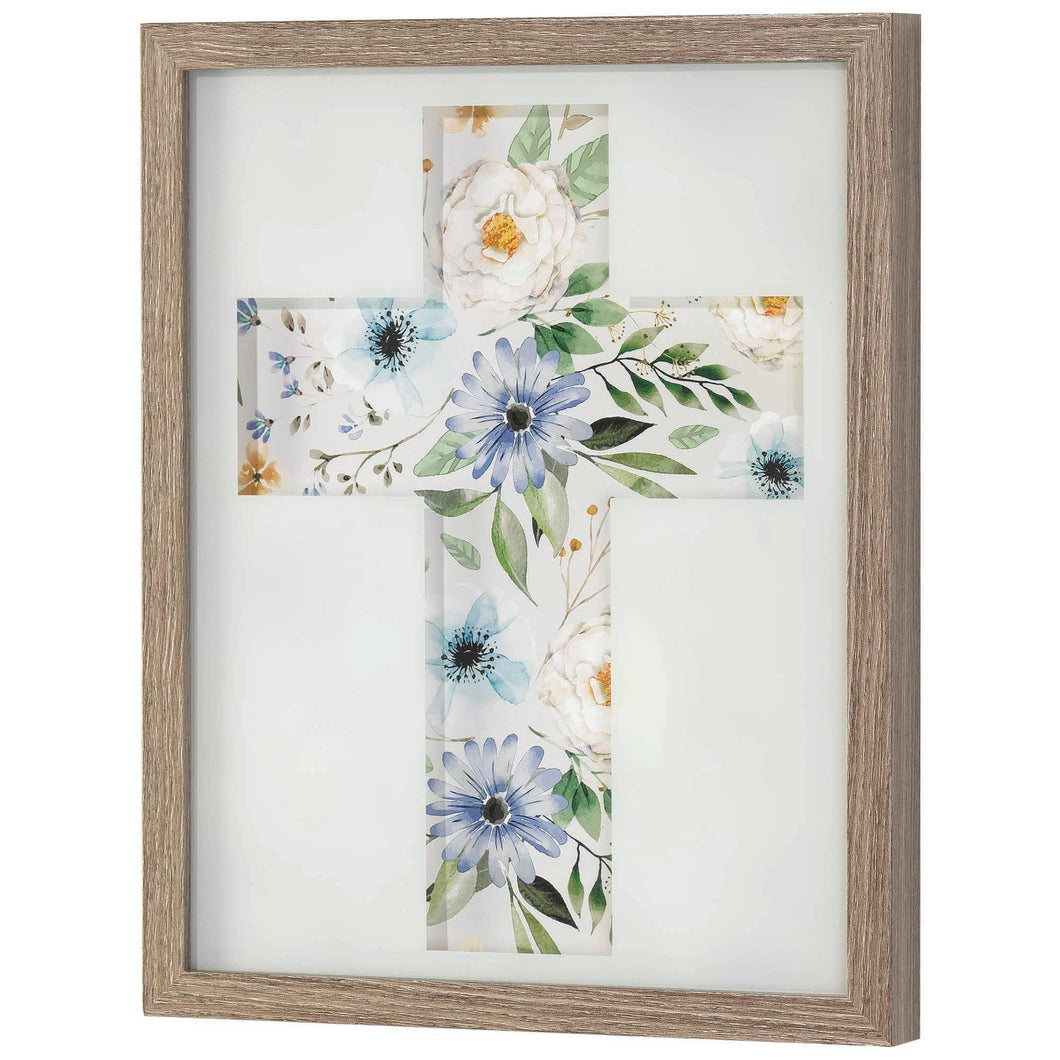 Wall Décor Floral Cross Woodgrain Frame | Dicksons