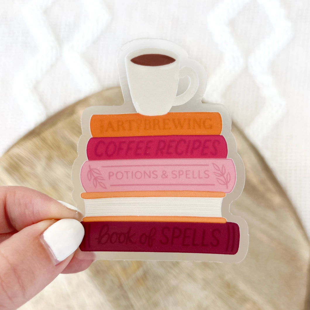 Pumpkin Spice Witch Books & Latte Sticker 3x2.5 in. | Elyse Breanne Design