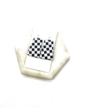 Load image into Gallery viewer, Black White Checkered Belle Acrylic Statement Earrings

