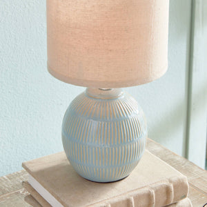 Antoni Mini Lamp, Soft Blue: Soft Blue/Natural / Ceramic Fabric Wiring