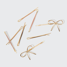 Load image into Gallery viewer, Metal Enamel Cloud &amp; Bow Bobby Pins 8pc Set - Rosewood | KITSCH

