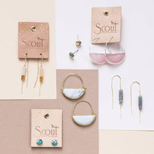 Load image into Gallery viewer, Turquoise Gold Stone Prism Hoop Earring
