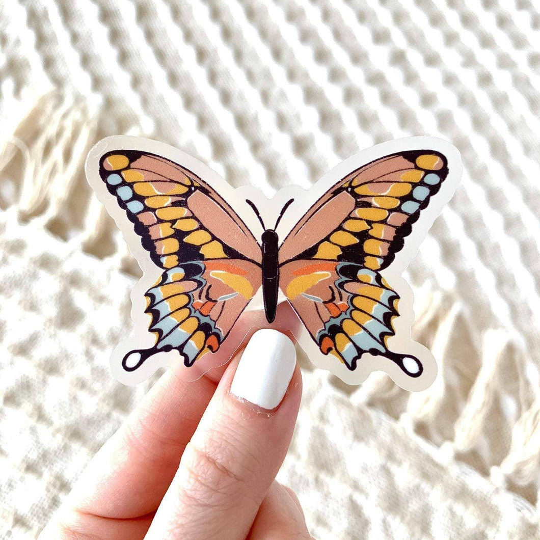 Sticker Pink Swallowtail Butterfly, 3x2in
