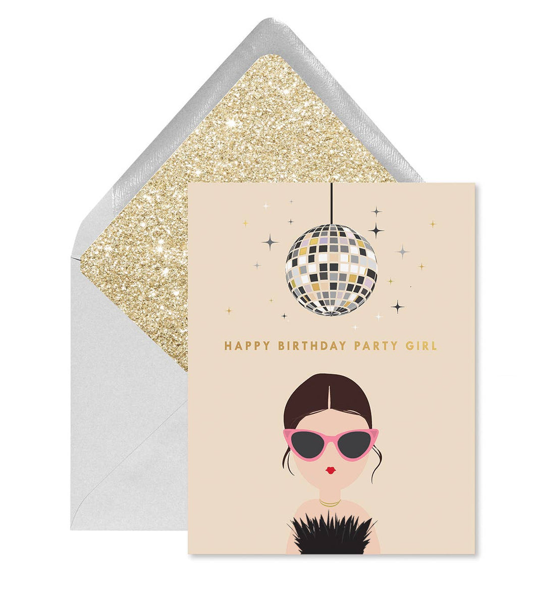 Disco Party Girl Birthday Greeting Card | Ginger P. Designs