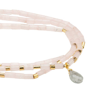 Gold Love Teardrop Stone Wrap Rose Quartz | Labradorite | Scout Curated Wears