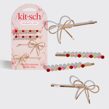 Load image into Gallery viewer, Gemstone and Bow Bobby Pins 4pc Set | KITSCH
