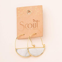 Load image into Gallery viewer, Turquoise Gold Stone Prism Hoop Earring
