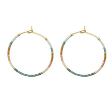 Load image into Gallery viewer, Blue/teal Hoop Earrings |  Miyuki Delica |  Splendid Iris
