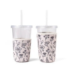 Load image into Gallery viewer, Drink Sleeve, Iced Coffee Koozie, Drink Cover: Large | Pressed Floral | Elyse Breanne Design
