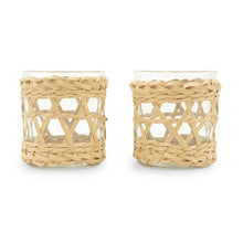 Load image into Gallery viewer, Woven Straw &amp; Glass Votive Candle Holder - Natural
