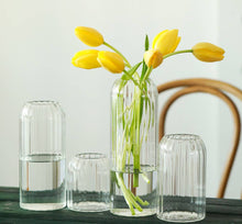 Load image into Gallery viewer, Stripes Clear Bud Vases, Borosilicate Light Weight Glass: 6&#39;&#39;T | Sweet Home Deco
