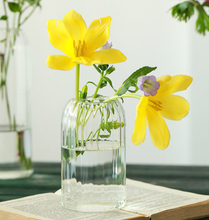 Load image into Gallery viewer, Stripes Clear Bud Vases, Borosilicate Light Weight Glass: 6&#39;&#39;T | Sweet Home Deco
