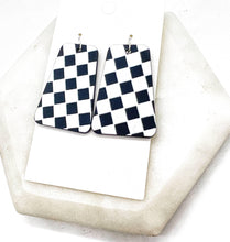 Load image into Gallery viewer, Black White Checkered Belle Acrylic Statement Earrings
