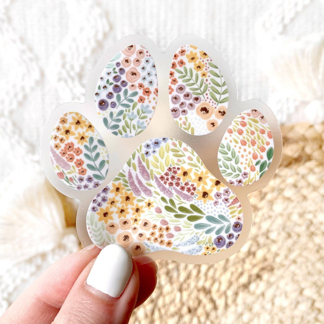 Sticker Floral Paw Print, 2.75x2.75 in.