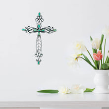 Load image into Gallery viewer, Rust With Turquoise Stone Metal Wall Cross|Dicksons
