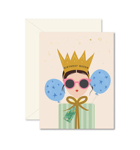 Birthday Queen Brunette Greeting Card | Ginger P. Designs