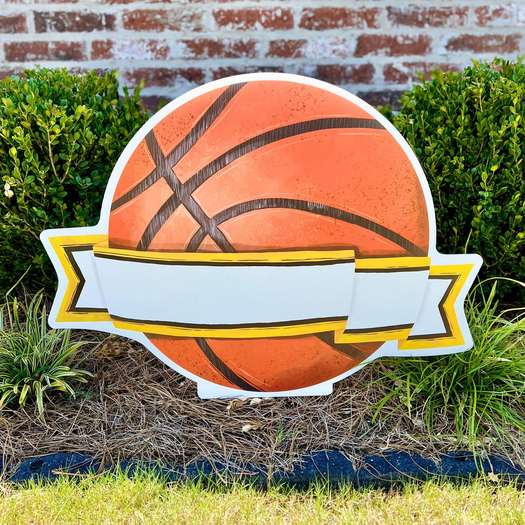 Basketball with Gold/Black Ribbon Garden Stake