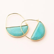 Load image into Gallery viewer, Turquoise Gold Stone Prism Hoop Earring
