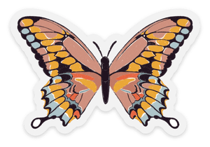 Sticker Pink Swallowtail Butterfly, 3x2in