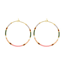 Load image into Gallery viewer, White/Pink Hoop Earrings | Miyuki Delica | Splendid Iris
