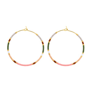 White/Pink Hoop Earrings | Miyuki Delica | Splendid Iris