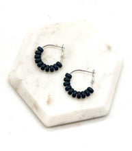 Load image into Gallery viewer, Black Clay Beaded Statement Hoop Earrings
