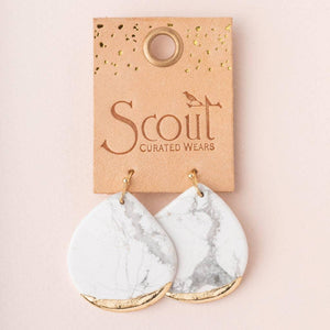 Amazonite Gold Stone Dipped Teardrop Earring
