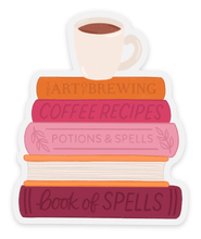 Load image into Gallery viewer, Pumpkin Spice Witch Books &amp; Latte Sticker 3x2.5 in. | Elyse Breanne Design

