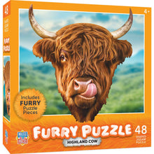 Load image into Gallery viewer, Masterpieces Puzzles - Furry Puzzle - Highland Cow 48 Piece Shaped Puzzle
