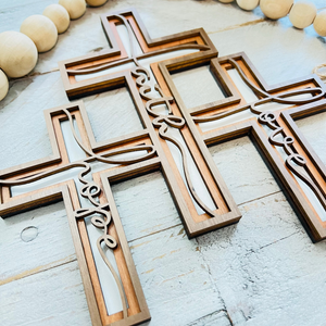 8" Tall Connected | Set of 3 Wall Cross|Krafty Supply