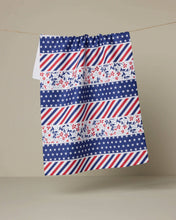Load image into Gallery viewer, Red White and Blue Liberty Ribbon Tea Towel | Geometry
