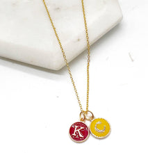 Load image into Gallery viewer, Red Yellow KC Enamel Charm Chiefs Kansas City Necklace
