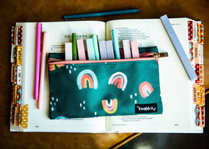 Kingfolk Co - Spring Showers Mini Rainbow Pencil + Pen + Highlighter Pouch