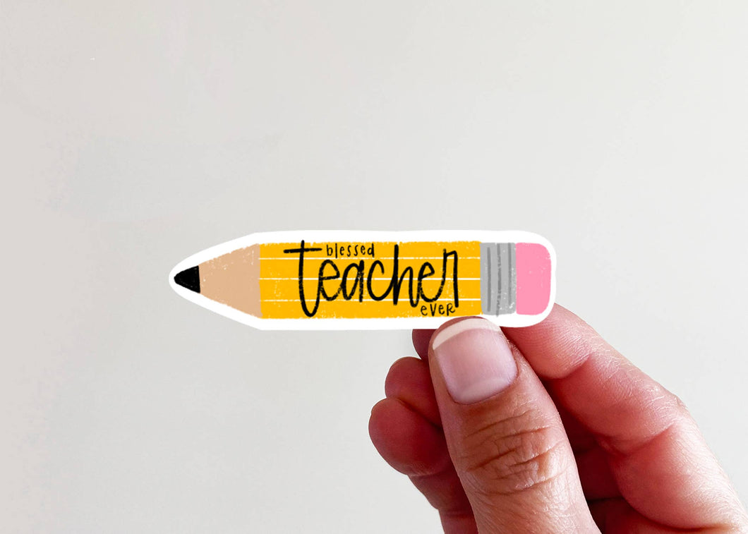 Kingfolk Co - Blessed Teacher Ever Pencil Vinyl Laptop Bottle Sticker