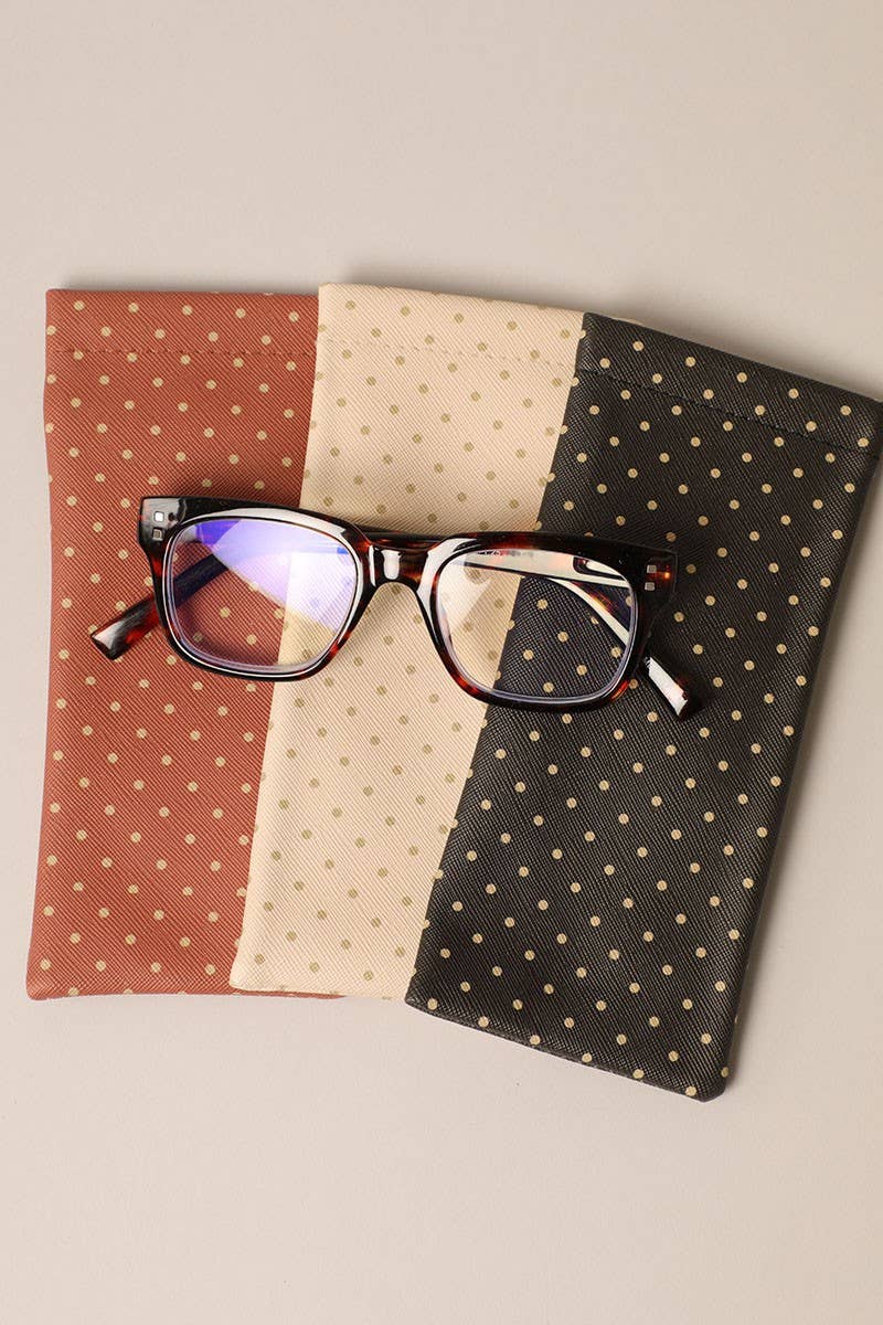 Fashion City | Polka Dot Pattern Glasses Pouch w Cleaning Cloth: One Size / 12 ASSORTED COLOR