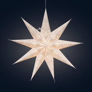 Phoenix ~ 9P, 25" White / Gray Paper Star Lantern Light