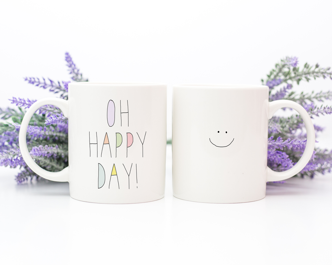 Susan Case Designs - Oh Happy Day Mug - Ceramic Coffee Mug Cup