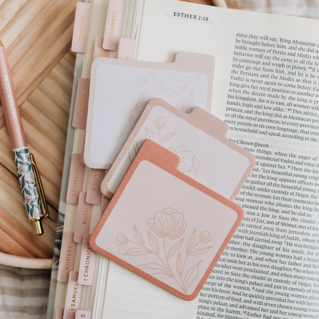 The Daily Grace Co - Coral Floral Sticky Tabs