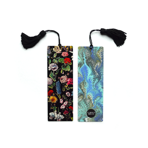 Curious Prints - Botanical Floral and Marbled Bookmark with Tassel