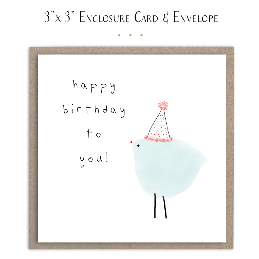 Susan Case Designs - Happy Birthday Party Bird - Mini Card