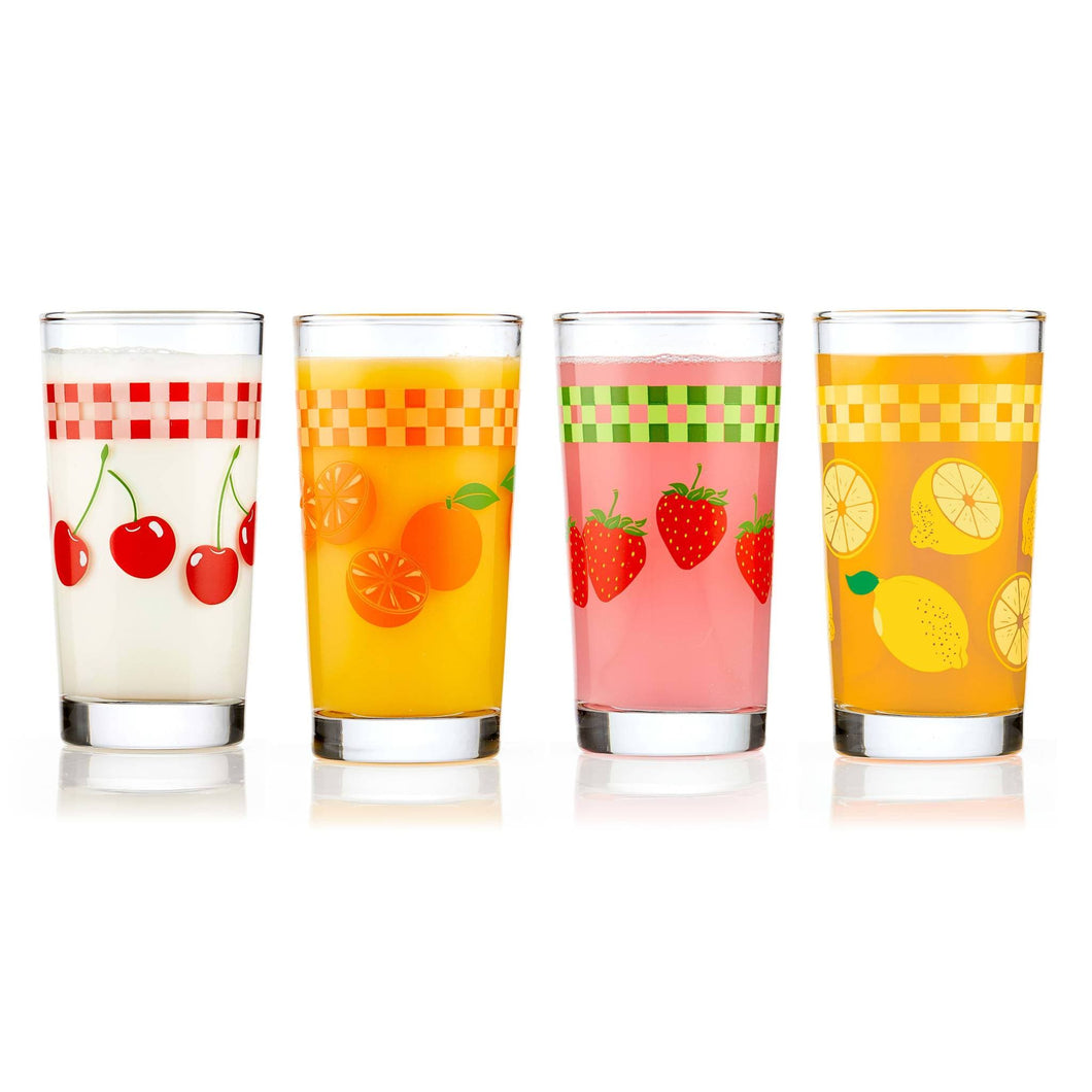 Libbey - Libbey Vintage Juice Glasses, 11-ounce, Assorted, Set of 4