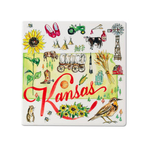 Boston International - KS State Collection Ceramic Coaster Kansas Rosanne Beck