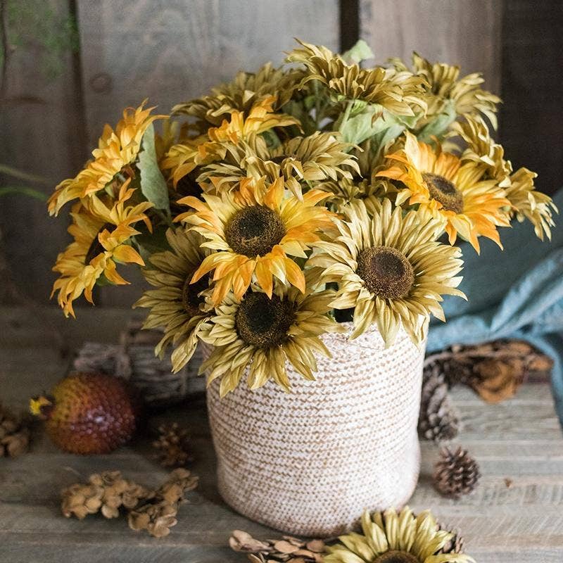 Rustic Reach - Artificial Flower Van Gogh Sunflower Bunch 21