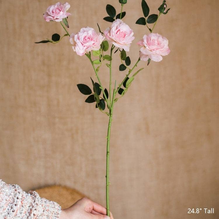 Rustic Reach - Real Touch Blooming Rose Stem in Pink 25