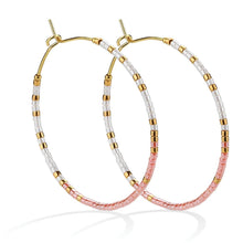 Load image into Gallery viewer, White/Pink Hoop Earrings | Miyuki Delica | Splendid Iris
