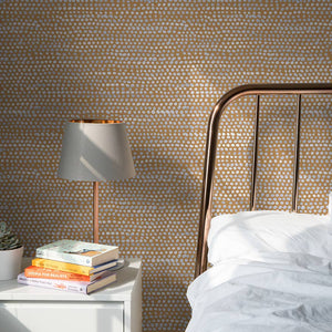 Tempaper - Moire Dots Turmeric Peel and Stick Wallpaper, 28 sq. ft.