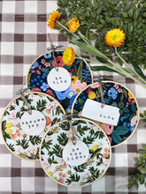 Load image into Gallery viewer, Handmade Hoosier | Be the light | Hoop w/ Rifle Paper Citrus Floral Fabric + Circle Ornament
