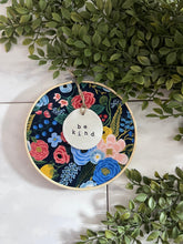 Load image into Gallery viewer, Handmade Hoosier - | Be Kind | Hoop w/ Rifle Paper Navy Garden Fabric + Circle Ornament

