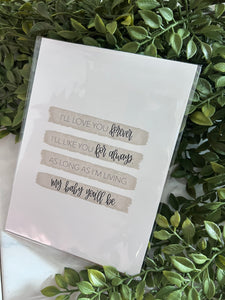 Handmade Hoosier - 5x7 Hand Lettered Art Print - Love you Forever