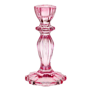 Hot Pink Glass | Candlestick Holder